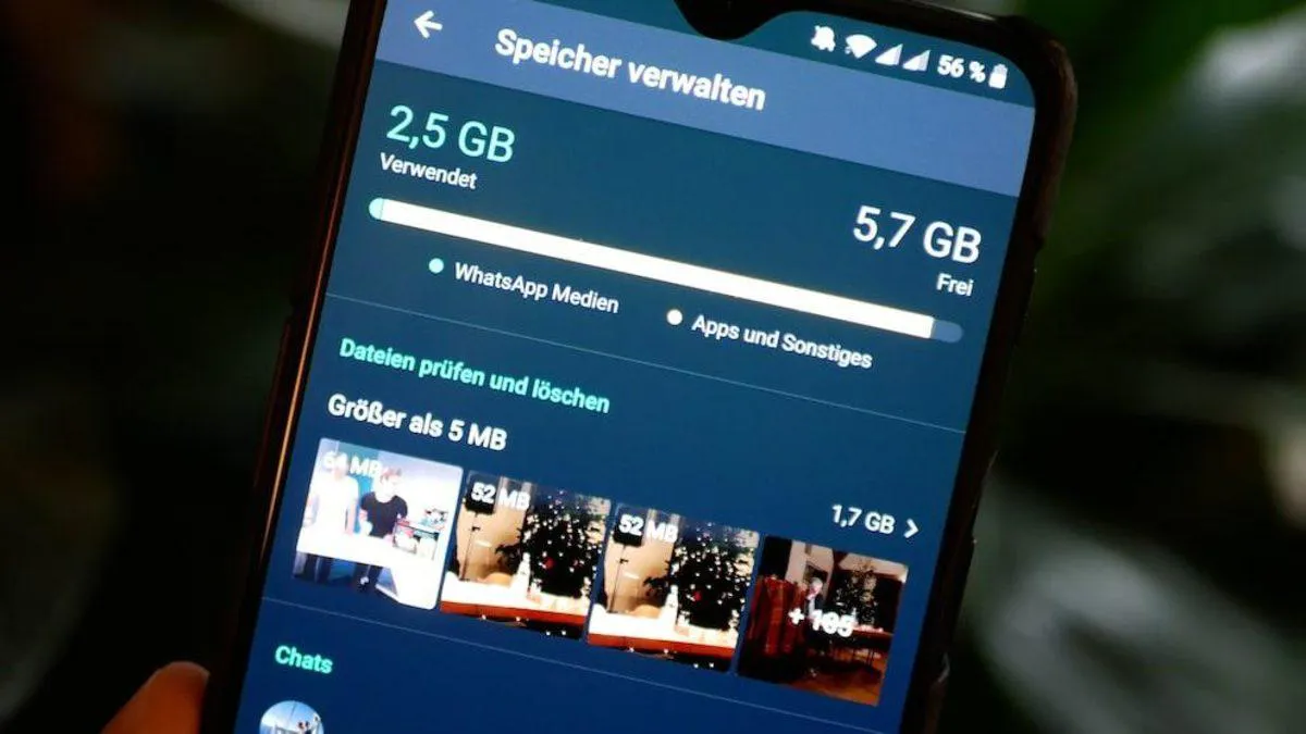WhatsApp storage usage by chat